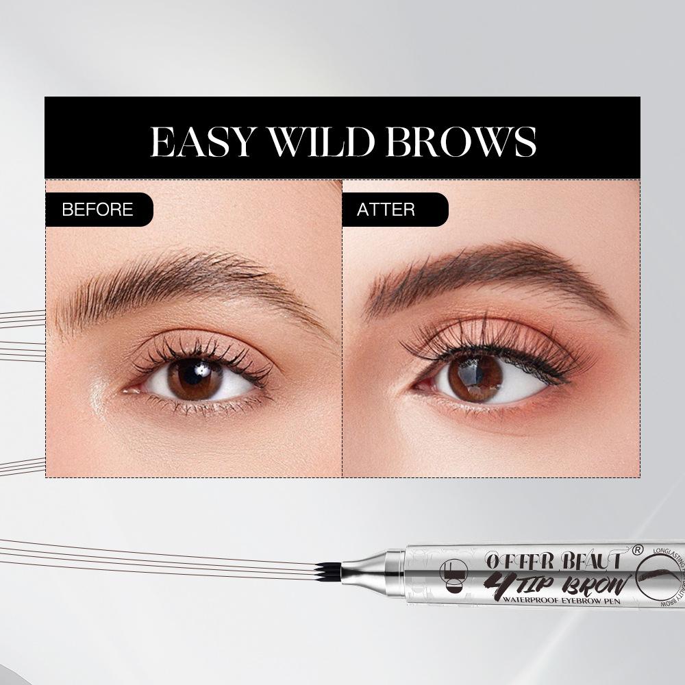 Makeup black technology has distinct roots and long-lasting styling, natural waterproof, wild water-based 4-fork eyebrow pencil