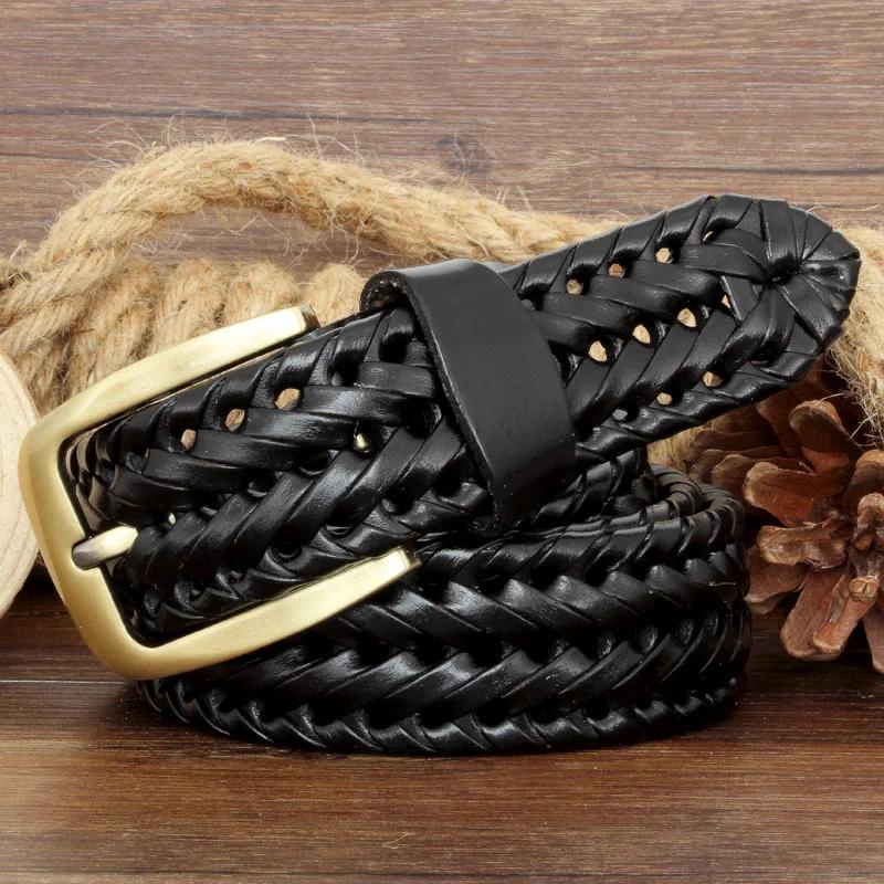 Unisex Men and Women Belt Genuine Leather Female Belt Woven Knitted Quality Belt Male Luxury Strap Belts Cummerbund Dropshipping