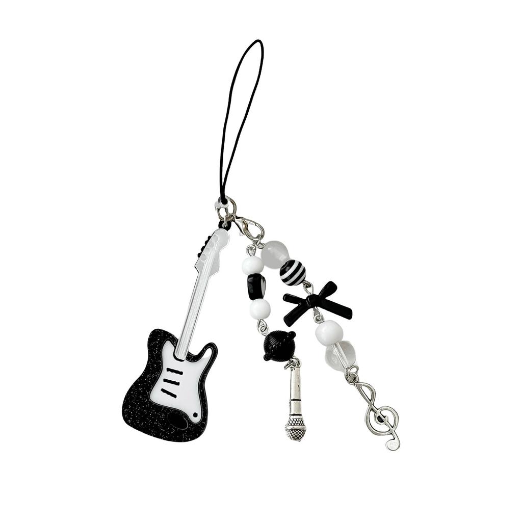 Aesthetic Music Guitar Keychain Cuteness Keyrings Hanging Pendant Suitable for Girls and Women Music Lovers Present