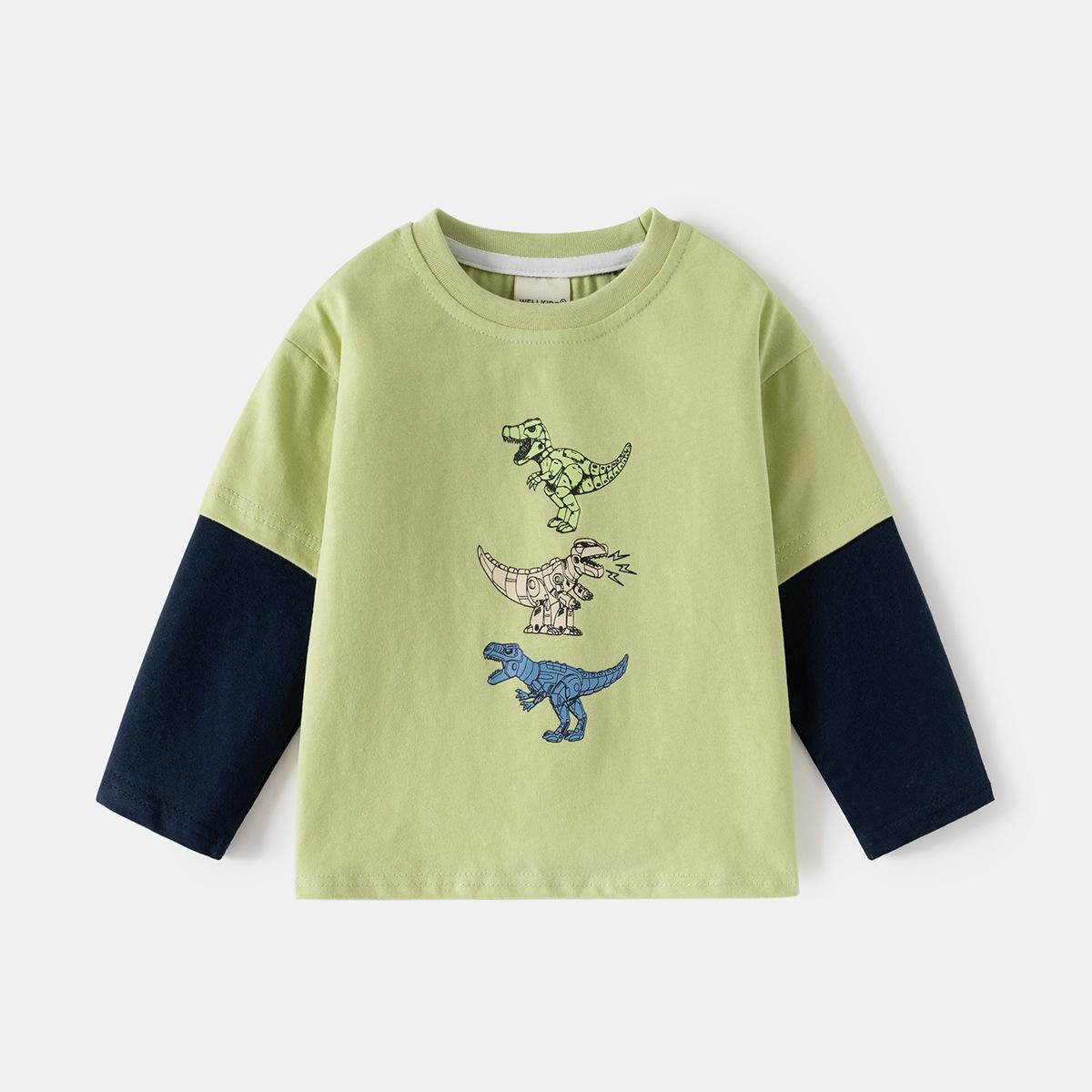 

Детская одежда осень, детская одежда детская футболка с длинным рукавом для мальчиков рукава рубашка для поддевы 130cm зелёный