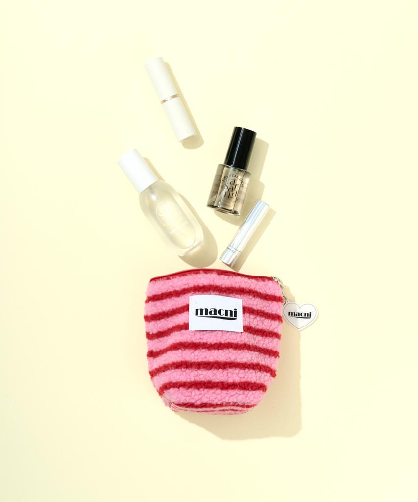 Macni Poodle Stripe Standy Pouch Pink