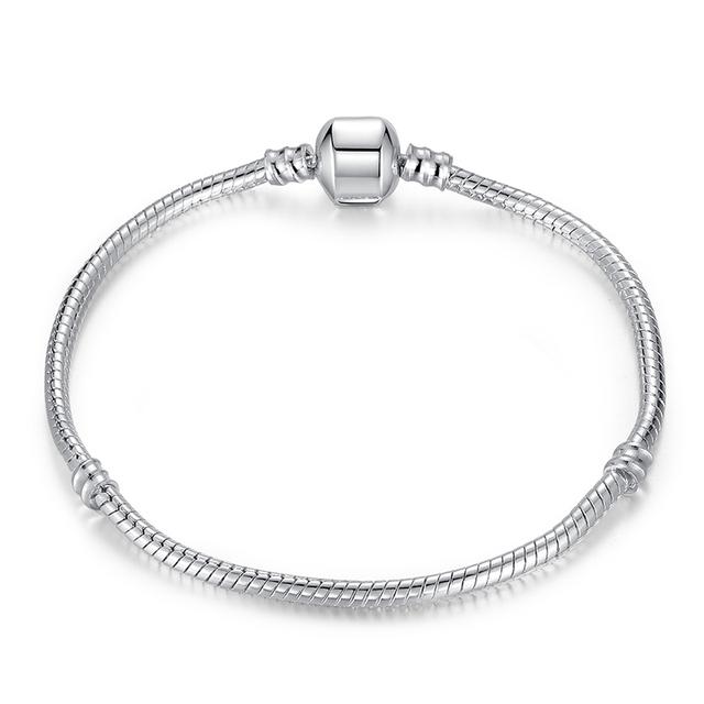 Bracelet Silver 925 Original Adjustable Fantasy Lucky Symbol Pink Flower Zircon Bracelets Fit DIY Charms Birthday Jewelry Gifts