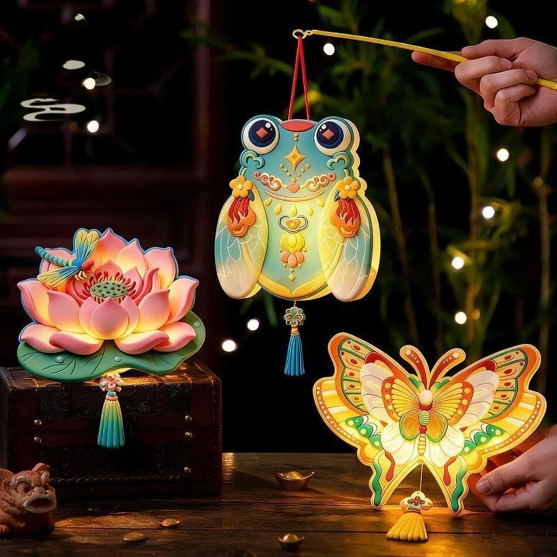 Niedliche DIY Tier Cartoon Papierlaterne Tragbare Handheld Bastelarbeit für 2026 Chinesisches Neujahr Mittherbstfest Kinder Schulaktivität Requisiten