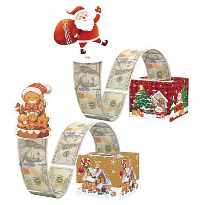 2025 New Christmas Money Roll Box  Cash Box Pull Out Party Favors Money Christmas Boxes for Families Holidays Friends