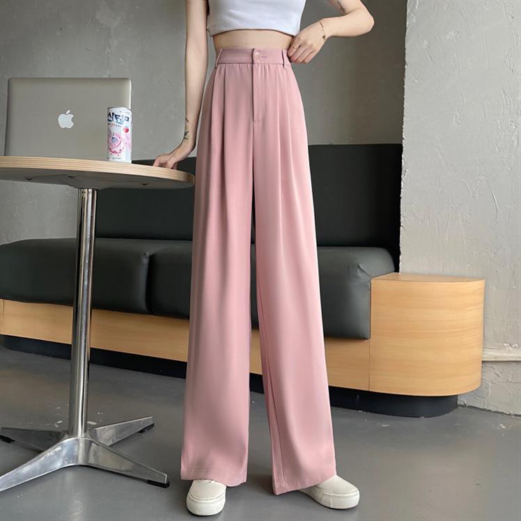 Women's 2023 Summer Korean Style High-Waist Wide-Leg Slim Drape Suit Pants