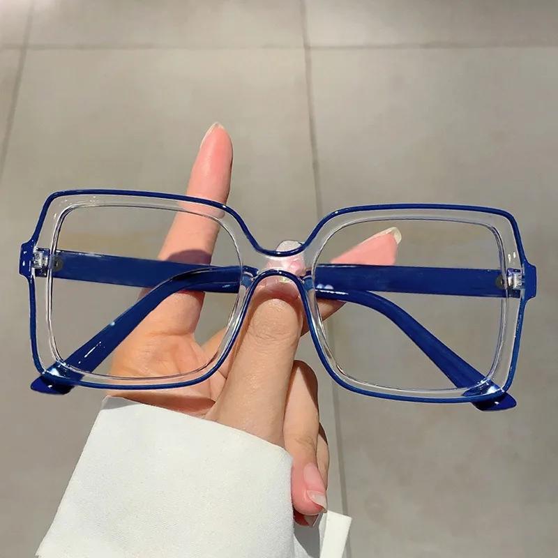 New Oversized Square Eyeglasses Trendy Blue Light Blocking Spectacles Ins Stylish Brand Designer Computer Eyewear