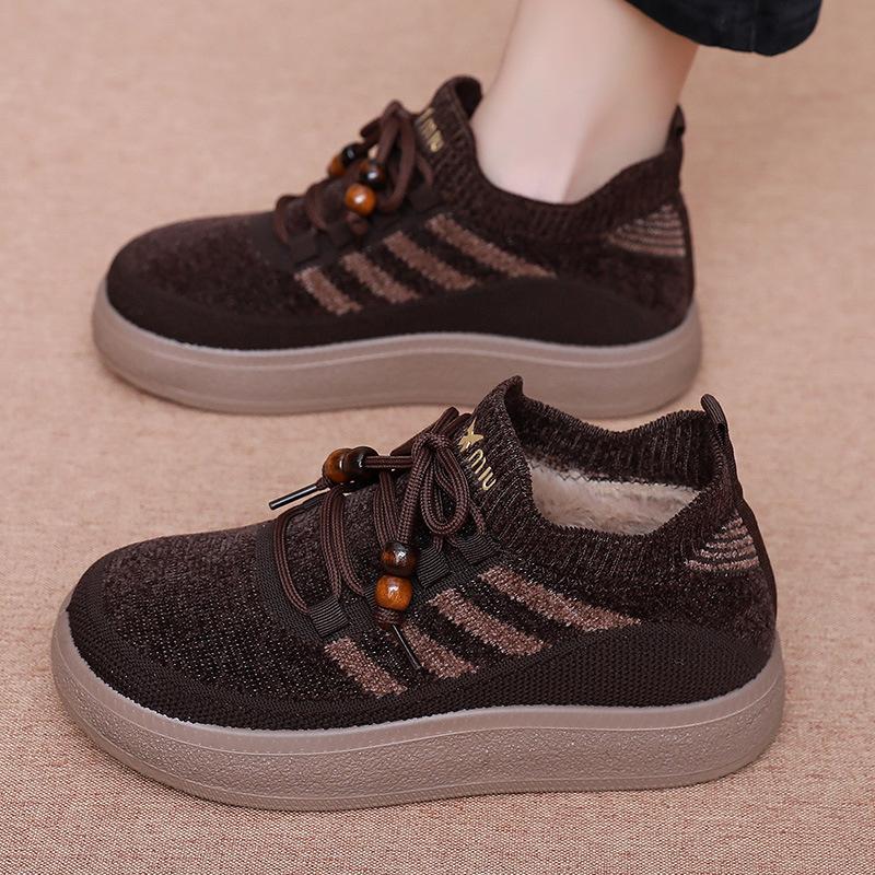 Women's Large Size Soft Sole Winter Warm Fur One Stirrup Snow Boots Padded Lined Ankle Boots Anti-slip Hiking Casual Sports Cotton Boots