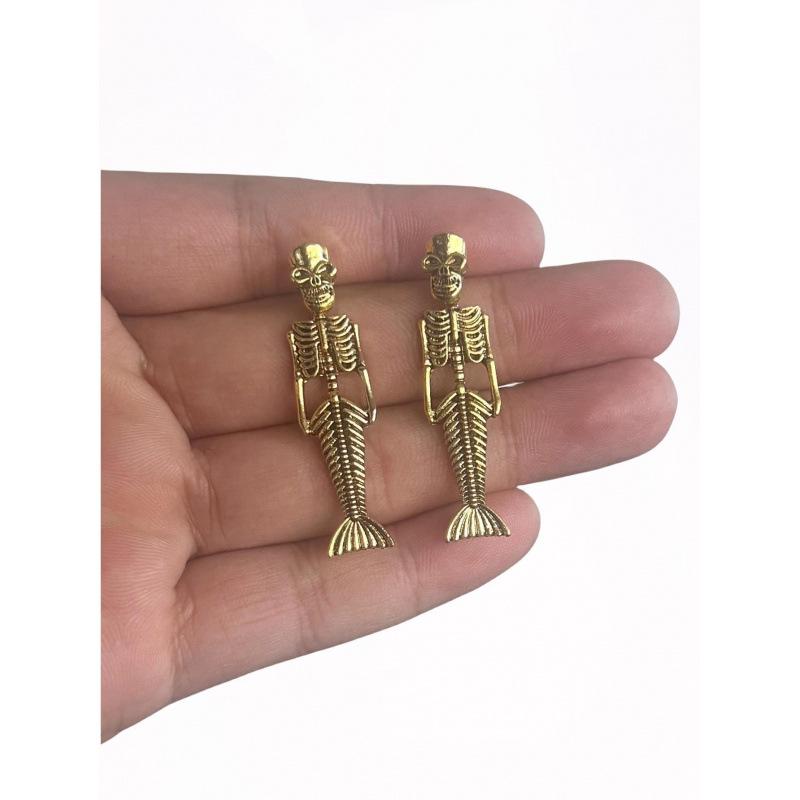 European & American Gothic Mermaid Skull Earrings for Halloween