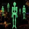 Lightweight Plastic Bone Decor Halloween Glow Skeleton Decor, 90cm-1.5m Fluorescent Fake Skull Prop for Reusable Horror Party Favors Haunted