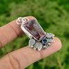 925 Silver Radiant Rainbow Jasper Stone Tanzanite Quartz Bezel Pendant Jewelry