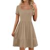 Women's Short Sleeve Square Collar Black Earrings Sexy Short Dress