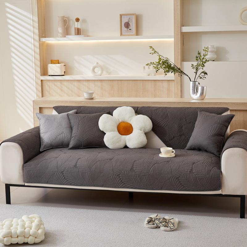 Nordic Simple Solid Color Sofa Cushion Four Seasons Pure Cotton Fabric Non-Slip Cotton Seat Cushion Universal Modern Sofa Cover Towel