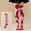 Christmas Striped Over Knee Thigh High Stockings 1 Pair Soft Socks for Women Xmas Party Favor Gift Option