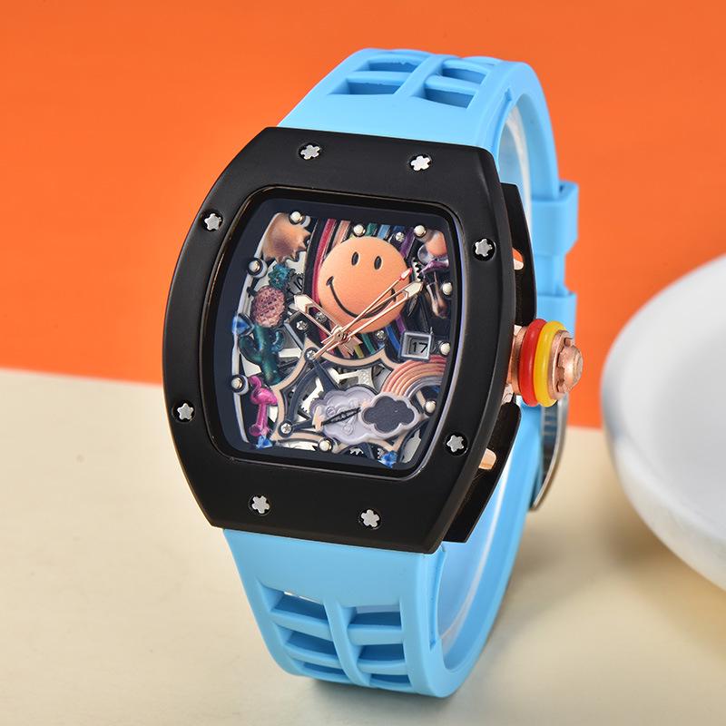 Herren-Quarzuhr mit Zifferblatt in Weißweinrot, tonnenförmig, mit Kalender und Sekundenzeiger