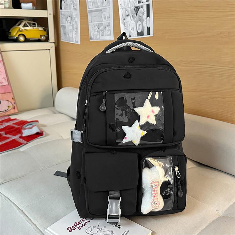 

Студенческий рюкзак в колледжском стиле большой вместимости для женщин чёрный