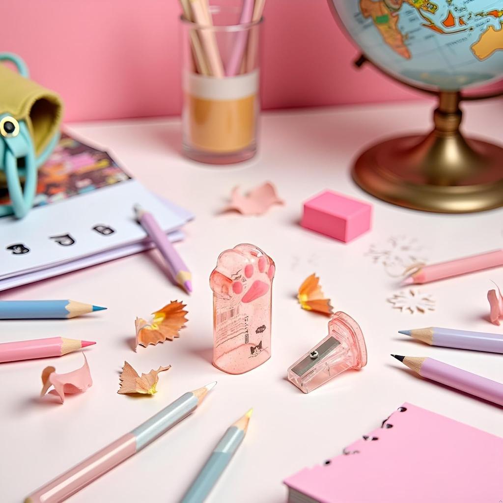 Kawaii Cat Paw Pencil Sharpener, Pink, School and Office Supplies, Student Prize