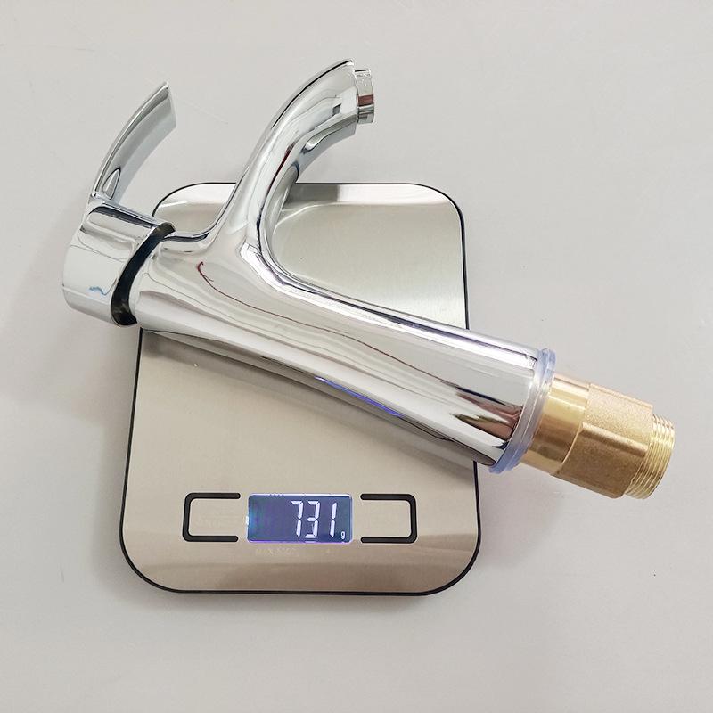Copper Alloy Modern Minimalism Electroplated Washbasin Faucet Single Handle Ceramic Valve Hot Cold Single Hole Deck Faucet (as the picture,Alloy seven wolf single hole 900g)
