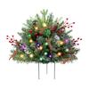 Lighted Artificial Christmas Urn Filler Battery Powered Pre-lit Xmas Pine Trees with LED Lights And Tripod Stake Holiday Planter Filler