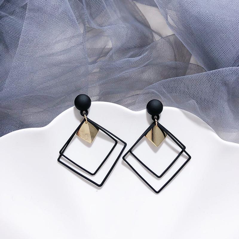 New Korean Heart Statement Drop Earrings  for Women Fashion Vintage Geometric Acrylic Dangle Hanging Earring Jewelry ear stu