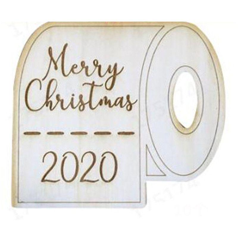 

Toilet 2020 Christmas Paper Santa Claus Ornament Wooden Quarantine Mask Decor Merry