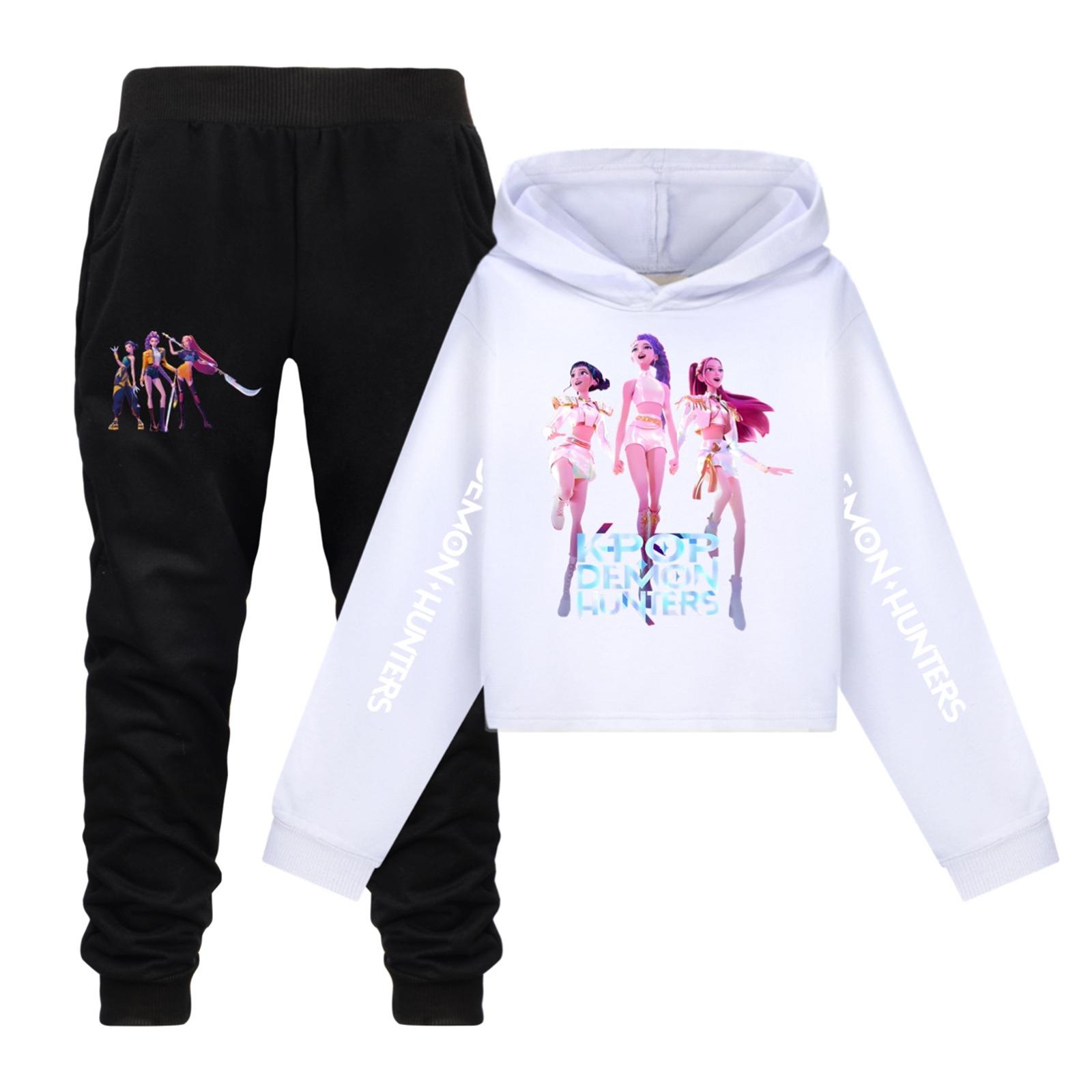 

Детский худи и брюки, двухпредметный спортивный костюм, комплект свитшота с длинным рукавом и принтом 170 белый