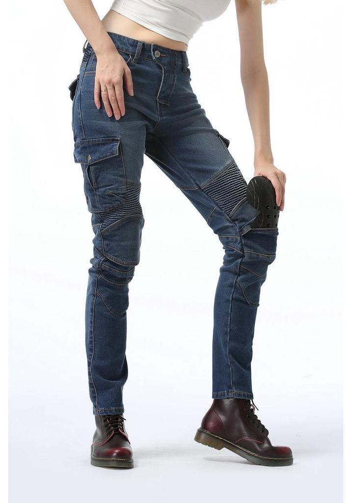 VOLERO Damen Freizeit-Motorradjeans mit mehreren Taschen und Protektoren
