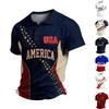 Men's USA Graphic Short Sleeve Shirt with Button Front Collar for Casual Everyday Wear