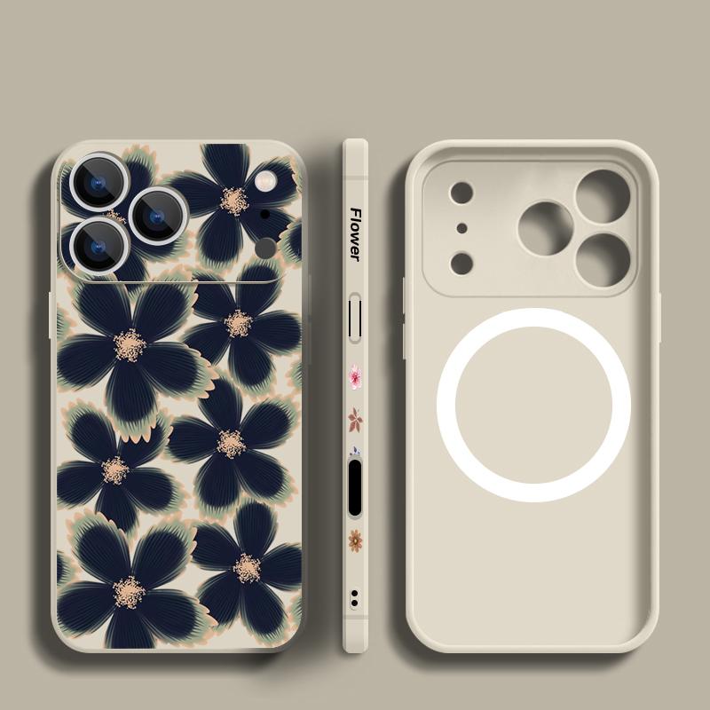 For iPhone 17 Pro Max Case Cartoon Daisies Flowers Pattern Magnetic For Magsafe Soft Cover For iPhone 16 15 14 13 Pro Max 17E 16E