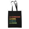 Tote Bag - PLANETEE - The Technician Goddess Legend Vintage - Cotton - Black - Printed In France