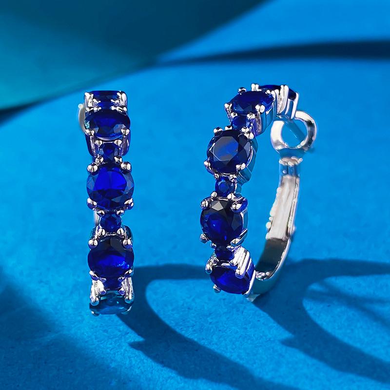 2024 European & American S925 Sterling Silver Full Diamond Circle Earrings - Luxury Inlaid Fashion Women's Style