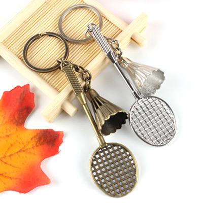 Racket Shuttlecock Pendant Keychain Key Ring Holder Bag Ornament