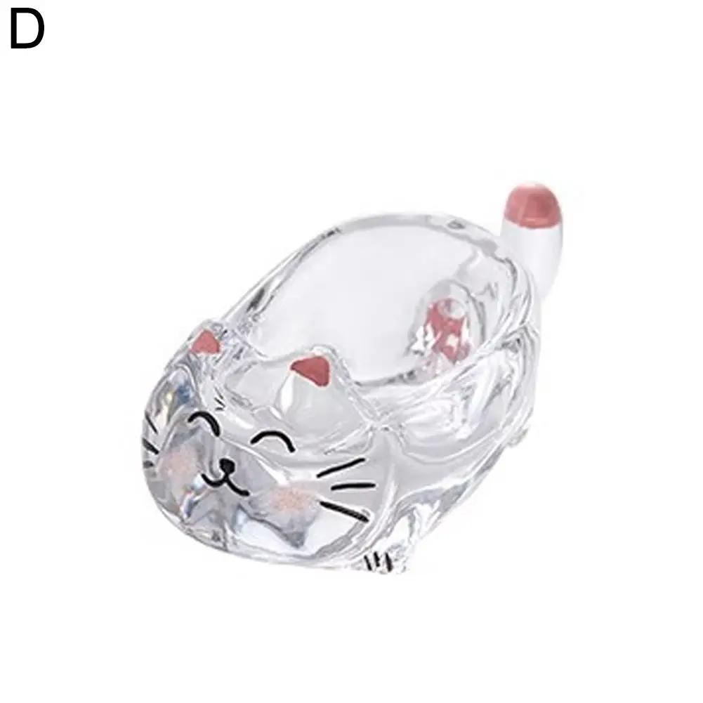 Cat Crystal Glass Seasoning Dip Dish Creative Ketchup Vinegar Dish Transparent Snack Dish Oil Cute Holder Chopstick Home O0Z0