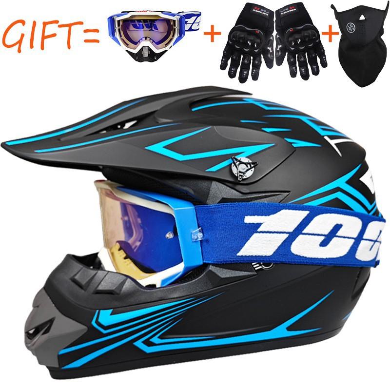 Equipped With 100% Goggles + Gloves Mask Off-road Helmet Mountain Biking Downhill Youth Go-kart
