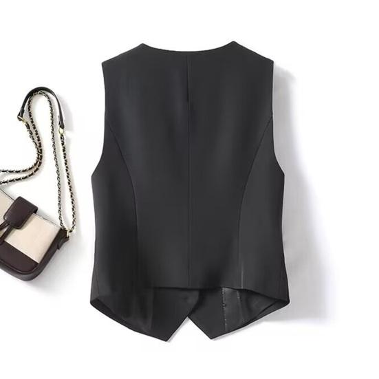 Women's Sleeveless Suit Vest Slim Fit Single Breasted Business Vest V Neck Dressy Waistcoat Open