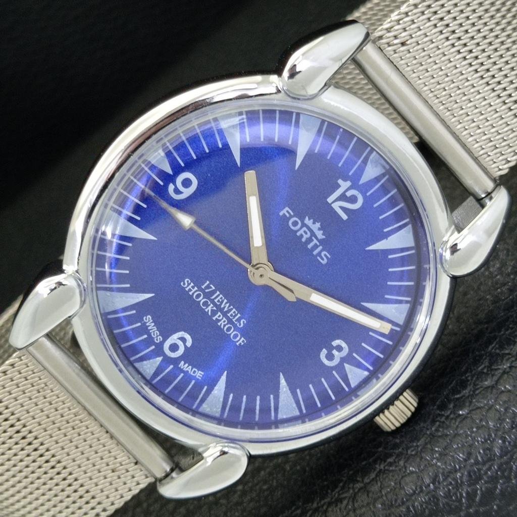 

HAND-WINDING SWISS MENS VINTAGE REFURBISHED BLUE COLOR DIAL WATCH a700811-5 R205a-a700811