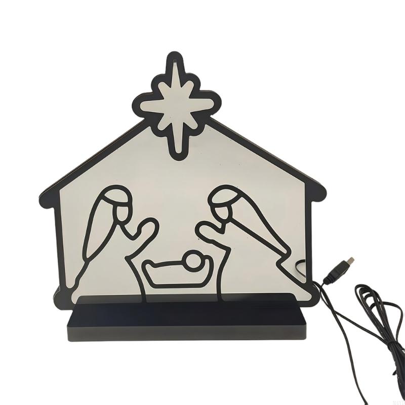 Traditional LED Lighting Nativity Scene Atmospheres Table Ornament PVC Texture Suitable for Home and Event Decors M4YD