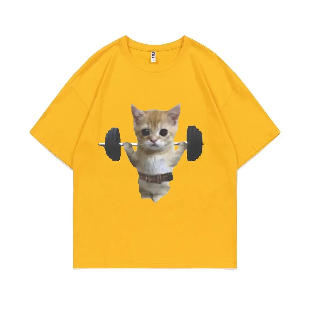 Summer Funny Gym Sam Sulek Cat Graphic Print T-shirts Men Women Cute Fitness Pump Cover Tshirt Woman Meme T Shirt