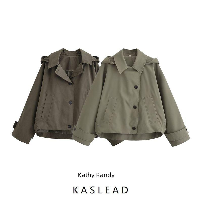 Kaslead New Women Clothes Western Style Fashion Simple Cape Style Hood Trench Coat Outerwear 0518242