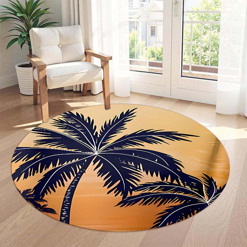 Coconut Tree Round Floor Mat Suitable for Living Rooms Foyer Hallway Study room Anti-slip Round Rug Office home decor