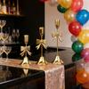 Christmas Bows Candlestick Holders Iron Metal Taper Candle Holders Decorative Candle Stands for Wedding,Home Decorations
