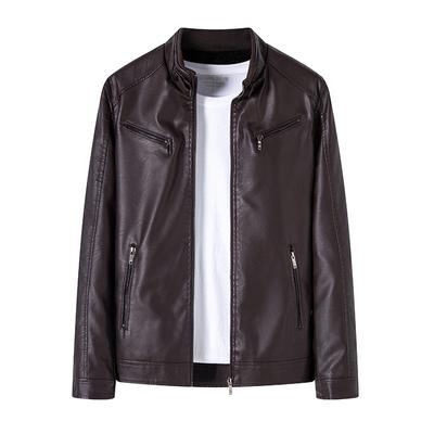 Winter Men's Warm Leather Jacket Korean Version of Casual and Fashionable Versatile Men's Jacket Leather Jacket Plus Velvet Leather Jacket