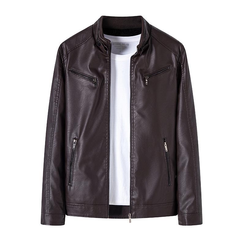 Winter Men's Warm Leather Jacket Korean Version of Casual and Fashionable Versatile Men's Jacket Leather Jacket Plus Velvet Leather Jacket