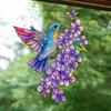 Barevný lapač slunce s kolibříkem Vitrážové akrylové květinové a kolibříkové dekorace Závěsný lapač slunce