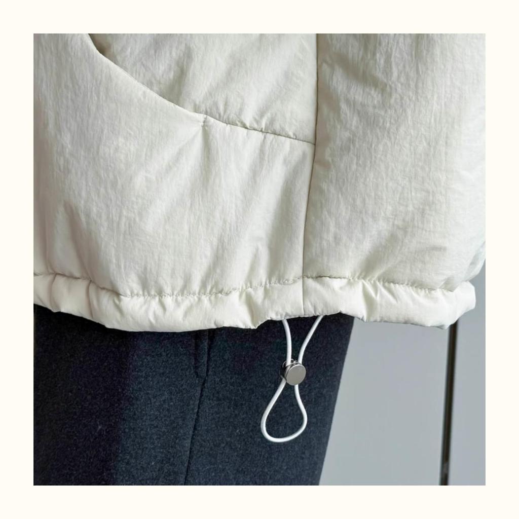 Women's Cotton Drawstring Jacket - 2025 Winter Korean Style, Petite, Casual, Slimming, Thick, Lightweight Coat