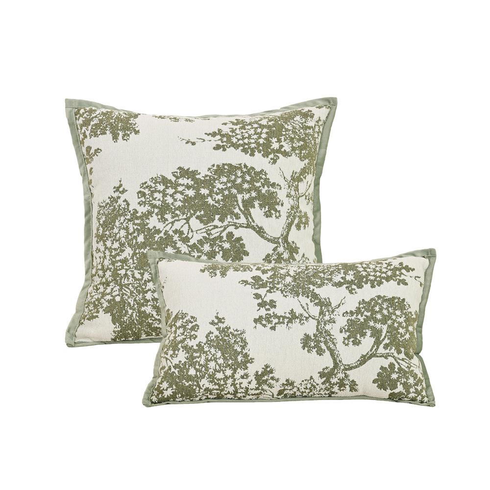 Franse Chenille Jacquard Fluweel Kussensloop Cojines Groen Bloemen Sierkussenhoes Woonkamer Bank Decoratie Kussenhoezen 30x50cm