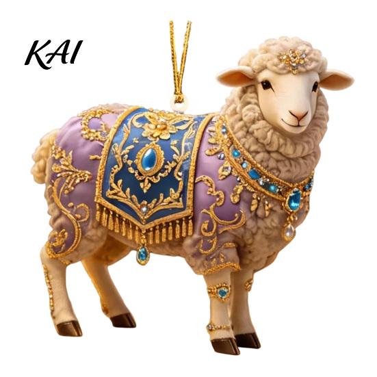 Translucent Gradient Holiday Ornament 2D Acrylic Goat Christmas Ornament, Cute Animal Sheep Hanging Decor for Sturdy Structure Pendant Tree,