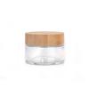 Frosted Glass Skincare Jar with Round Bamboo Lid