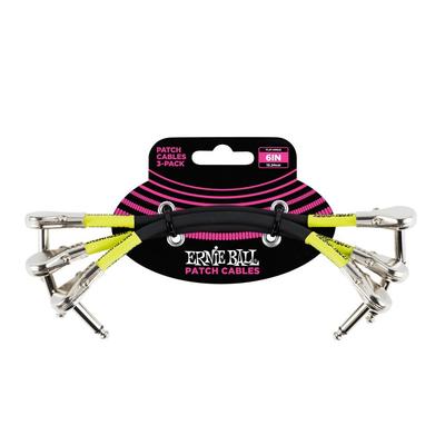 ERNIE BALL 6059 Patch Cable 3 Pack 6 Inch FLAT ANGLE PATCH CABLE 3Pack Black [Genuine Product] ANGLE/FLAT 15.24cm