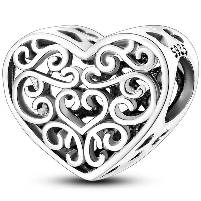 925 Silver Heart Silver Series Pendant Charm Beads Fit Original Bracelet Necklace For Women Diy Making Jewelry Gift