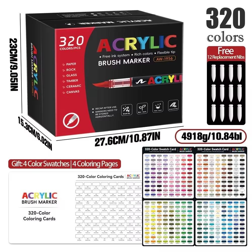 120/288/366 Colors Acrylic Paint Soft Brush Markers Set, Paint Pens Paint Markers, Acrylic Paint Pens for Wood, Stone, Canvas